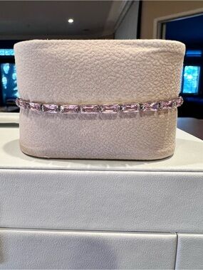 Pink CZ stone tennis bracelet silver plated